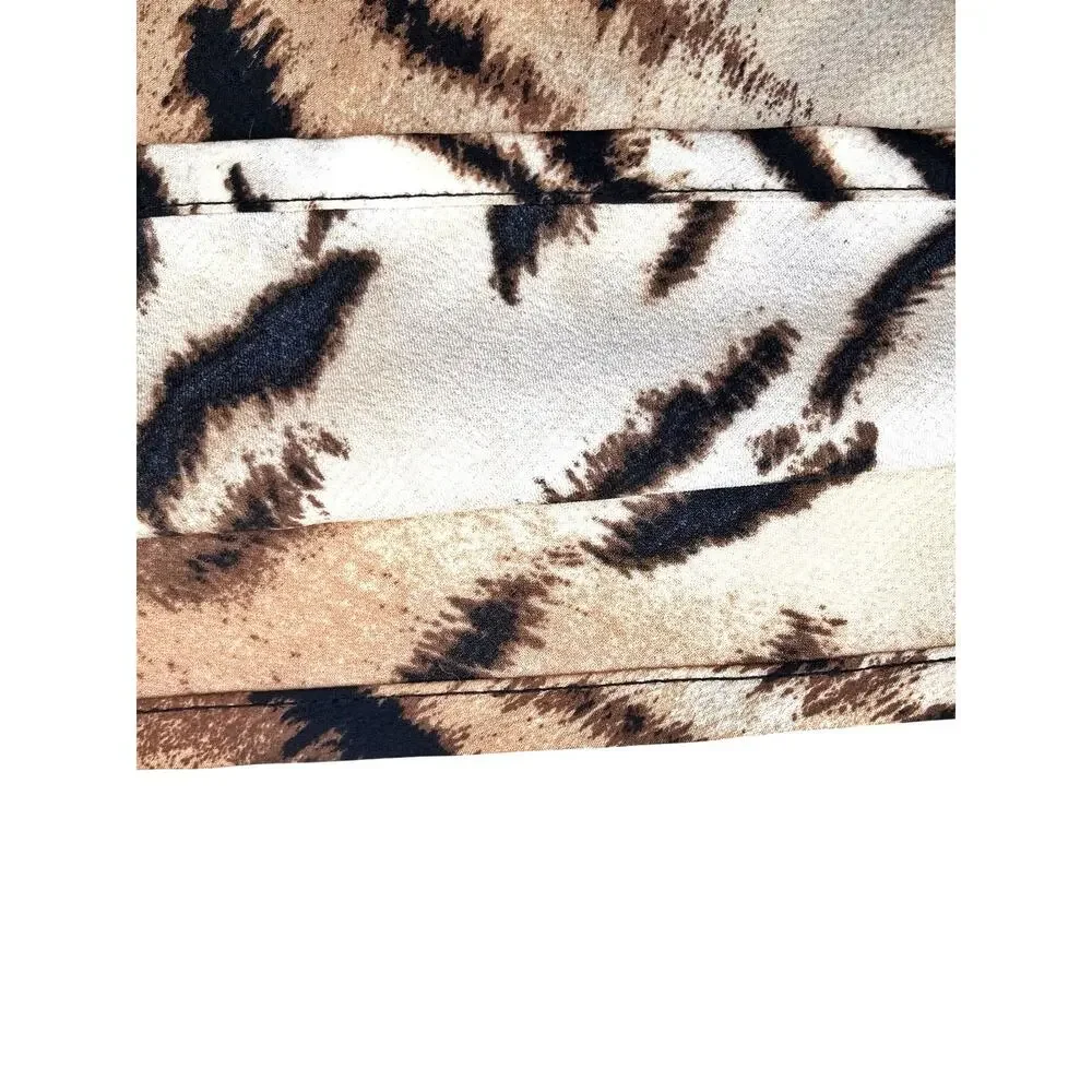 Satin Tiger Animal Print Midi Skirt A-Line 2010s Revival Y2K Street Style EUC